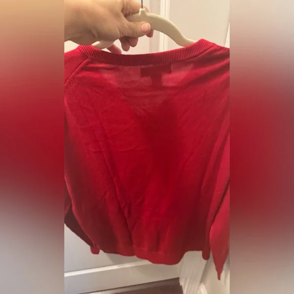 Lands' End Rich Red V-Neck Sweater - Picture 4 of 5